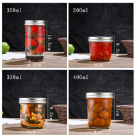 Bouche large 400ml 730ml 330ml 300ml Bocaux Mason coniques en verre à confiture en conserve Bocaux en verre Mason avec couvercles en métal
