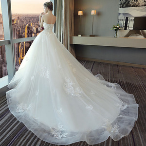 2023 New <strong>White</strong> Tube Top Lace Simple <strong>Fairy</strong> Style Sen Wedding <strong>Dress</strong> - Product Image 4