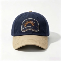 Casquette de baseball vintage bicolore avec logo brodé personnalisé, en tissu de coton lavé, ajustable, pour sports de plein air
