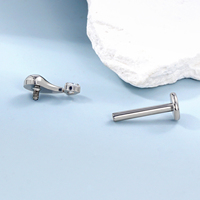 TOPOSH Boucles d'oreilles labret hypoallergéniques en titane et zircon à dos plat pour enfants, adaptées aux implants, pour fiançailles, tragus, cartilage, hélix