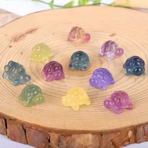 Venta al por Mayor de Mini Esculturas de Cristal Natural, Tortuga de Fluorita Arcoíris para Decoración - Product Image 3