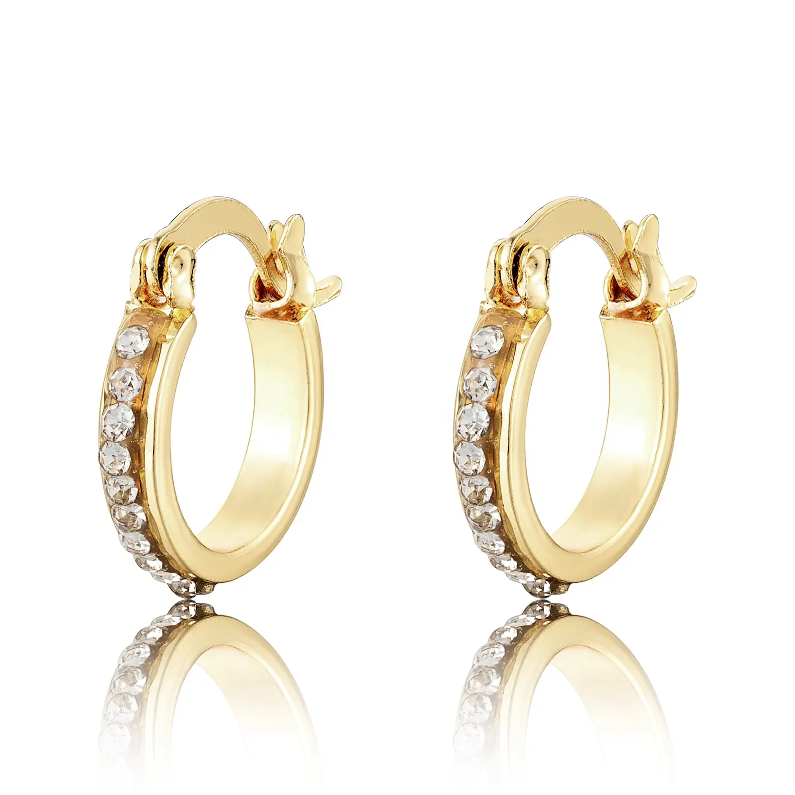 Elfic 2022 Fashion Hoop Earrings Aretes de Chapa de Oro Gold plated 14K CZ Jewelry Earrings for Women Oro Laminado Aretes