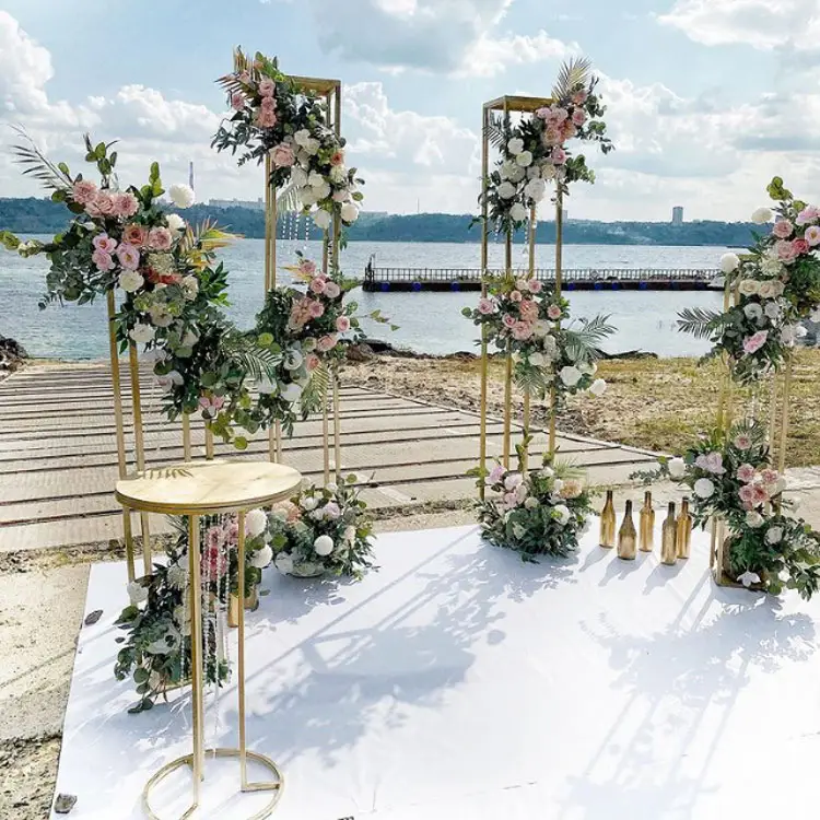 Arche de fleurs en soie pour cérémonie GIGA, arc carré en métal avec fleurs, pour décoration de mariage, 6 pieds