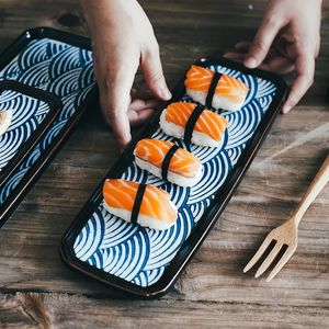 โปรโมชั่นราคาถูกแผ่นสี่เหลี่ยมให้บริการอาหารจานขนมเซรามิกซูชิชุดจานในร้านอาหาร - Product Image 4