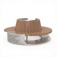 Banco Circular Arquitectónico con Estructura Metálica y Asientos de Madera para Parques, Patios y Paisajes