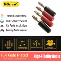 Connecteur banane mâle à vis en cuivre plaqué or pour amplificateur audio, borne de haut-parleur 4 mm rouge/noir