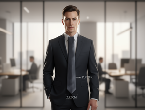 Cravate en soie gris foncé 7,5 cm, style classique pour affaires, tissage satiné, motif uni - Product Image 2