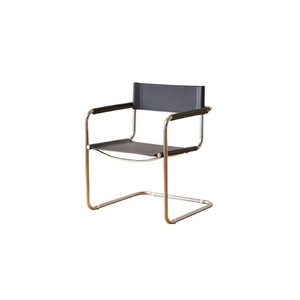 Chaise en acier inoxydable Bauhaus, chaise de bureau ergonomique noire, design moderne, chaise de salon - Product Image 5