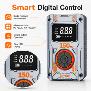 Portable 150 PSI Cordless Tire Inflator 20L/Min Digital Air Compressor Pump with LED SOS <b>Light</b> for Car Motorcycle <b>Bicycle</b> - Product Image 4