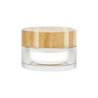 Pot cosmétique en acrylique de haute qualité, unique, hydratant, 15g 30g 50g 100g, rechargeable, en plastique, avec couvercle en bambou.