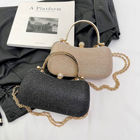 Sac bandoulière de luxe en PU pour femme avec chaîne dorée et diamants, étanche et antichoc, idéal pour mariage