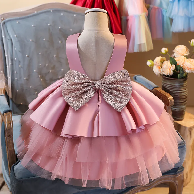 Noble dress skirt Girl Tutu Dress Baby Frock Children Clothes Bow Birthday Girl Dress 2021