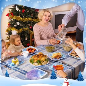Ensemble d'assiettes et de serviettes en papier flocon de neige pour l'hiver, vaisselle jetable décorative pour anniversaire d'hiver et Nouvel An - Product Image 5