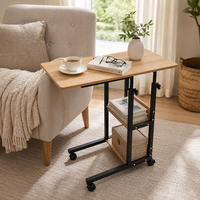 Bureau mobile pour ordinateur portable, table roulante à hauteur réglable avec étagères de rangement, poste de travail portable pour l'étude, le travail et la maison