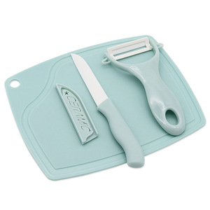 Ceramic Fruit Knife Set 3 Piece Peeler With Cutting Board For Home Kitchen Use Nordic Blue And Pink - Product Image 4