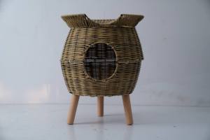 Komfortables Erhöhtes Katzenbett Haustier-Katzenhaus Gemütliches Bett für Pelzige Freunde Rattan-Kunsthandwerk Katzenhaus - Product Image 3