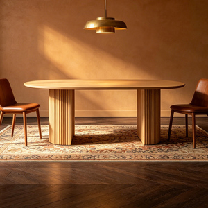 Ensemble table et chaises de salle à manger ovale <span class=keywords><strong>Ellington</strong></span> de style nordique, en bois naturel, avec piétement, 4 ou 6 places, moderne, personnalisable - Product Image 2
