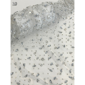 New <strong>Heavy</strong> Beads Crystal George <strong>Fabric</strong> Embroidered Gauze Tulle Mesh <strong>Fabric</strong> Sustainable <strong>Lace</strong> with Beads in Double Sequins - Product Image 2