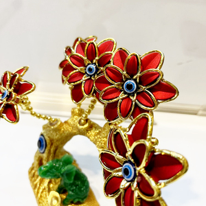 Articolo Giudaico: Fiore Rosso Finto, <span class=keywords><strong>Albero</strong></span> della Fortuna, Occhio <span class=keywords><strong>del</strong></span> Diavolo, Elefante Verde - Ornamenti in Resina Artigianale - Product Image 2