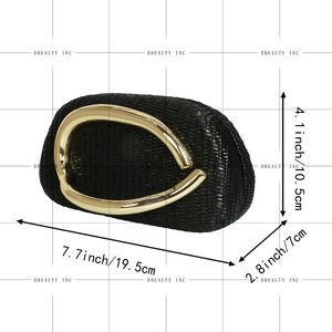 Trendy Women's Summer Woven Evening Beach <b>Crossbody</b> Purse with Metal Handle Casual Fashionable <b>Straw</b> Clutch for Winter - Product Image 4