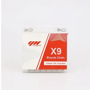 批发MTB 9速链银色116链节平滑润滑X9自行车零件1/2*11/128英寸自行车配件自行车链 - Product Image 1