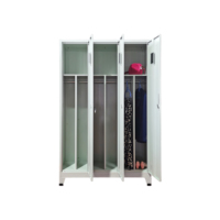 Armoire en acier à 3 portes personnalisable avec structure KD, tringle à vêtements, serrure à clé, casier de gym, armoire de rangement scolaire