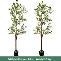 Grand arbre artificiel en olivier de 180 cm de haut avec fruits et pot en plastique pour la décoration de la maison, de l'hôtel et du centre commercial