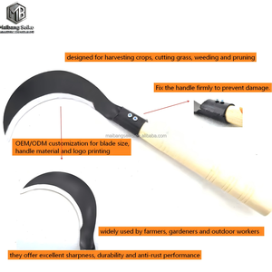 Falce con Manico in Legno e Lama Spessa 1,5 mm per la Raccolta di Vari Tipi di Falce Rotonda Spagnola e Giapponese e Ascia-Falce - Product Image 6