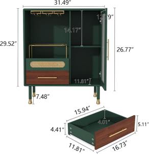 Mueble Bar Moderno <span class=keywords><strong>de</strong></span> Madera Verde para Licores y Café, con Estante para Copas <span class=keywords><strong>de</strong></span> Vino, Almacenamiento <span class=keywords><strong>de</strong></span> Vino Extraíble, Panel <span class=keywords><strong>de</strong></span> MDF, 5+ Compartimentos, Independiente - Product Image 5
