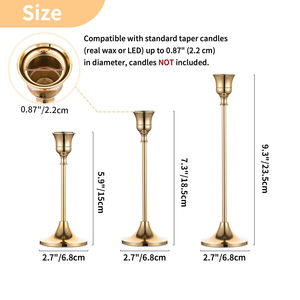 Trung tâm trang trí bàn cưới cổ điển Yachen 3 món, giá nến trụ kim loại mạ vàng, giá nến dùng cho trang trí tiệc - Product Image 3