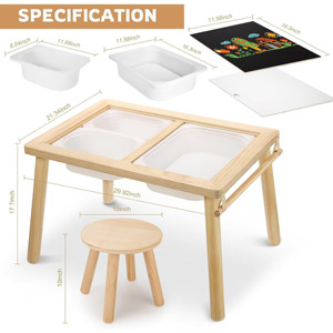 Table sensorielle Montessori en bois avec boîtes de rangement et tableau noir pour la garderie et la maternelle, jouet d'activités pour bébés à usage scolaire - Product Image 1