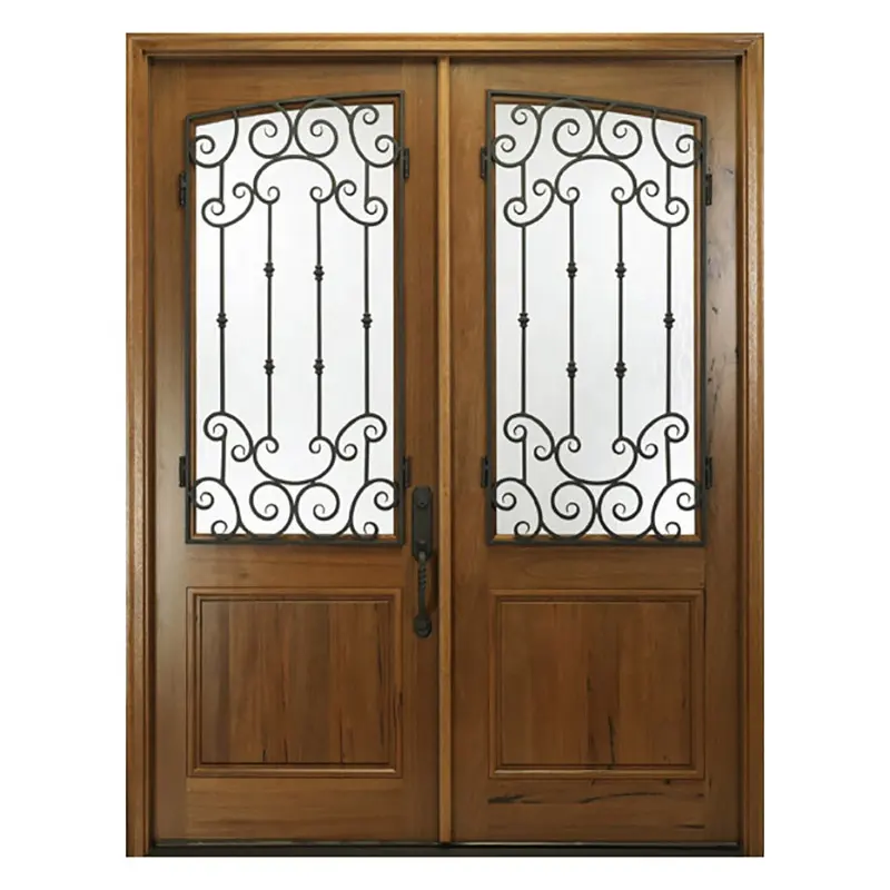 संयुक्त राज्य अमेरिका घर फ्लैट बाहरी मुख्य प्रवेश द्वार लकड़ी के दरवाजे फ्रेंच गढ़ा लोहे के दरवाजे