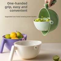 Dubbellaagse draaibare groente- en fruitwasmand van plastic met handvat voor de keuken