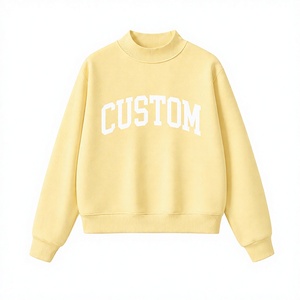 เสื้อสเวตเชิ้ตผู้หญิงน้ำหนักเบา สีเหลือง คอเต่า แขนยาว สำหรับฤดูใบไม้ร่วง/ฤดูหนาว ทรงหลวม สไตล์สตรีท ผ้าฝ้ายเนื้อนุ่ม - Product Image 1