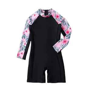 Anti-uv Kids Patchwork Surf Fitness Swimwear Children Swimsuits Bikini 2022 Girls Swimwear 716 Long Sleeve