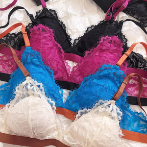 Wholesale See Through Embroidered Eyelash Lace Lingerie Set New Arrival <b>Thin</b> <b>Wire</b> Free Bra and Panty Set - Product Image 6