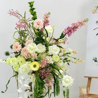 Arche de fleurs artificielles vertes et roses, support pour urne, vase, boule de fleurs, toile de fond de mariage, décoration de scène de cérémonie, allée de réception, événementiel