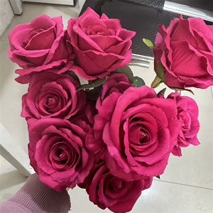 Ifg Hot Bán đúng Fushia màu hồng hoa nhân tạo Rose cho nhà trang trí đám cưới - Product Image 1