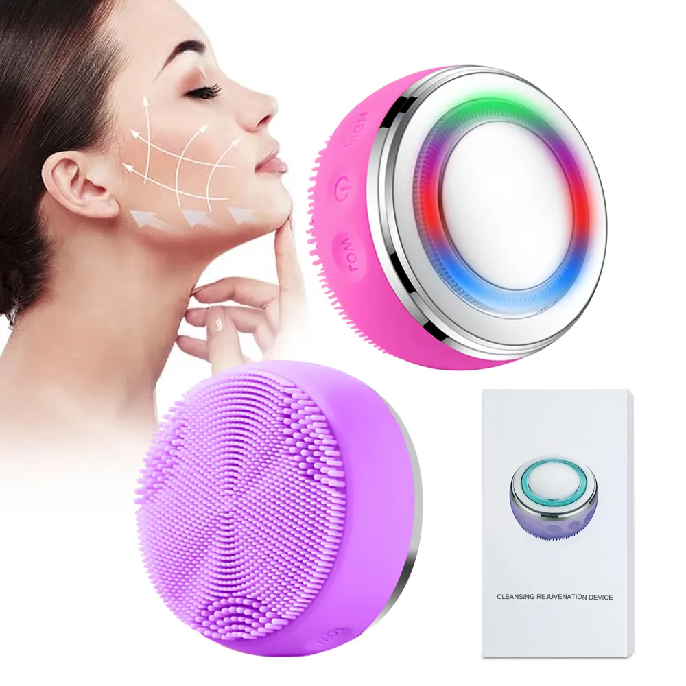 Electronic soft sonic wash silicone face cleaning brush