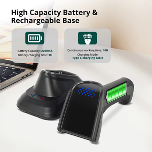 Scanner de codes à barres sans fil 2.4G 2d Lecteur de codes de base de charge Bluetooth robuste Vérificateur de prix Scanner de codes à barres Supermarché - Product Image 4