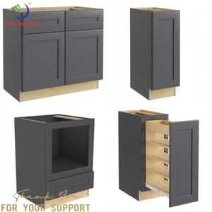 Nouveauté <span class=keywords><strong>Graphite</strong></span> Shaker Style B12 RTA Armoires de cuisine avec base en bois massif Armoire de cuisine à bas prix Usine - Product Image 1
