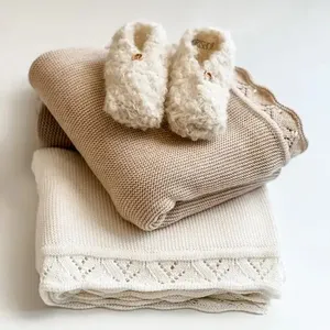 100% Organic Cotton Customized Baby Infant Children Knitting Blanket