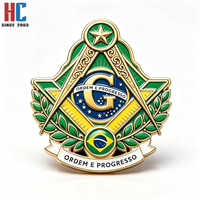 Pin de Solapa Masónico Personalizado con la Bandera Nacional de Brasil, 20 Años de Experiencia de Fábrica, Ordem y Progreso, Compás Cuadrado, Símbolo G, Broche de Metal