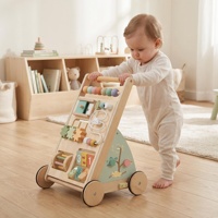 Porteur en bois pour bébé, jouet éducatif multifonctionnel Montessori, planche d'activités, labyrinthe de perles, engrenages, trieur de formes, boulier pour tout-petits