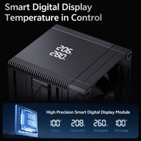 SNOWMAN MT880-V4D-No Light-BK 120mm Fan CPU Cooler Dual Towers 8 Heatpipes Radiator Digital Display Cooler for Processor