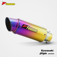 Pot d'échappement rectangulaire dégradé violet-jaune pour Kawasaki Ninja 400, prix de gros usine Forsound, idéal pour la course sur circuit