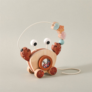 Cubo de actividades sensoriales Montessori de madera con laberinto de cuentas de cangrejo, coche de empuje, <span class=keywords><strong>juguete</strong></span> para bebés y niños pequeños, bloques de construcción ecológicos sin BPA - Product Image 5