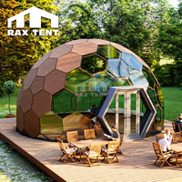 Maison dôme en verre hexagonal géodésique de 8m avec salle de bain et cuisine pour salle de villégiature Glamping
