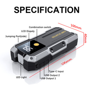Red Emergency <b>Jump</b> <b>Starter</b> 27000mAh Smart Clamps 2000A/4000A with Type-C for Gas Diesel Vehicles - Product Image 2
