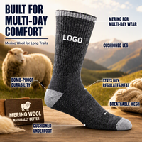 Chaussettes en laine mérinos tricotées sur mesure avec logo, chaussettes durables en laine naturelle pour la randonnée, marques d'extérieur, vente en gros OEM
